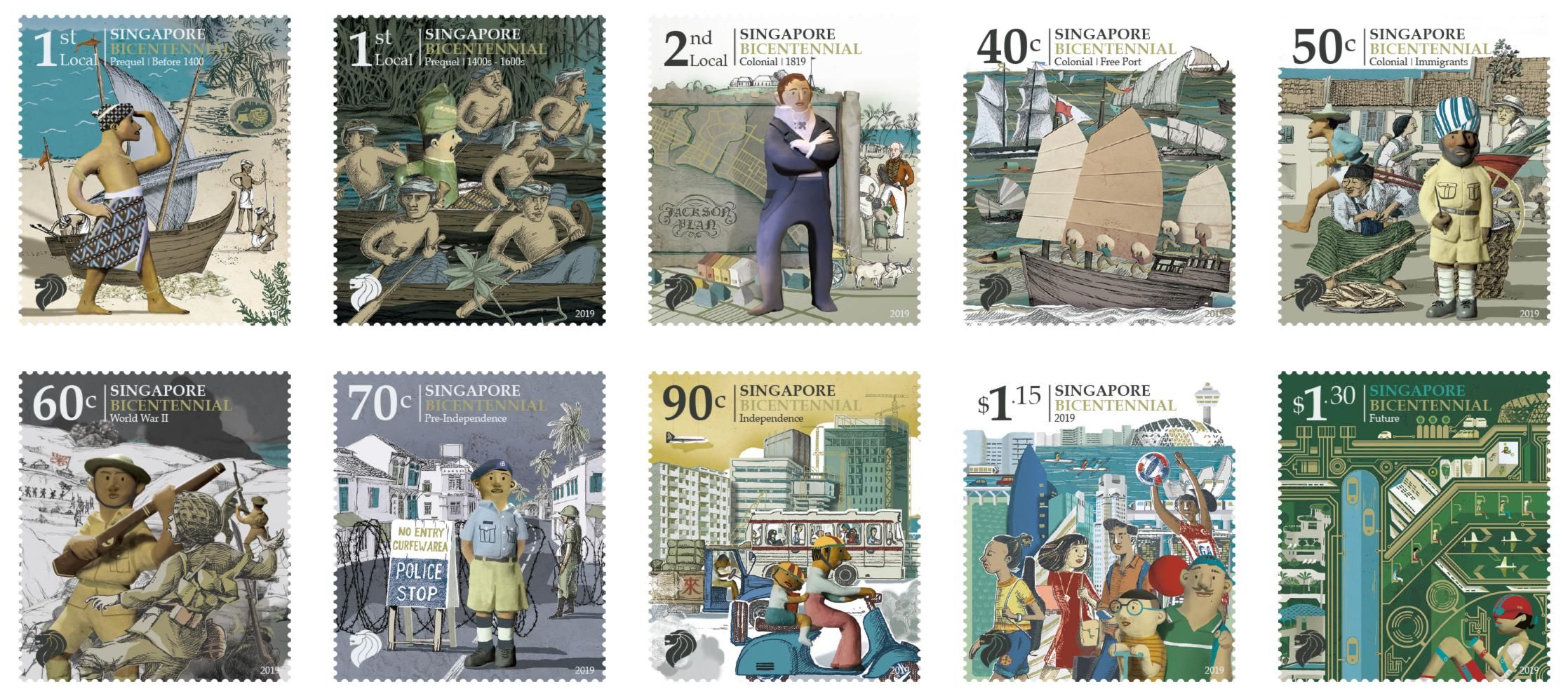 Singapore Bicenntenial Stamp