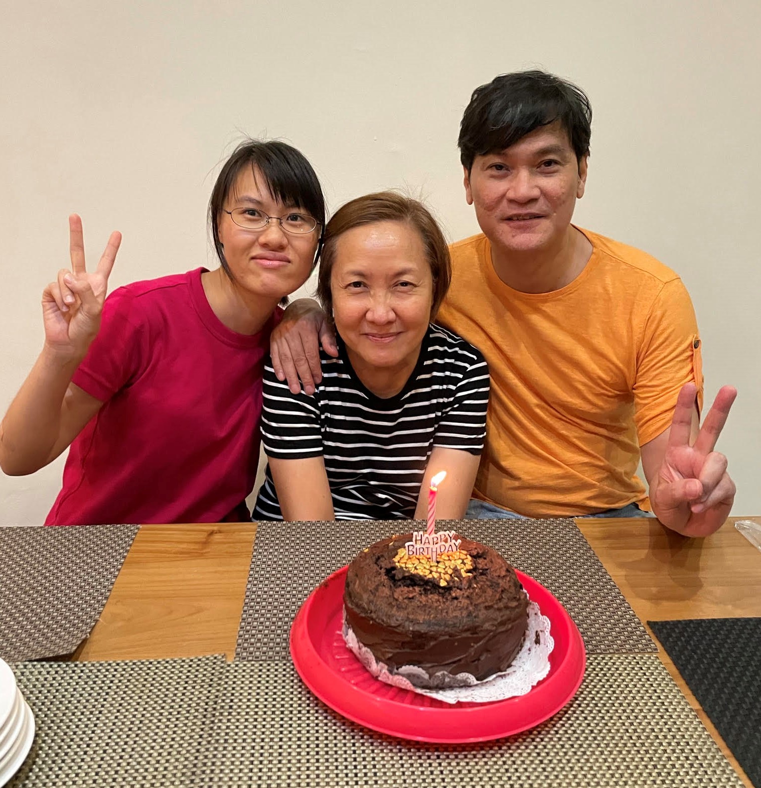 Christine with parents on her mum (centre), Mum's birthday